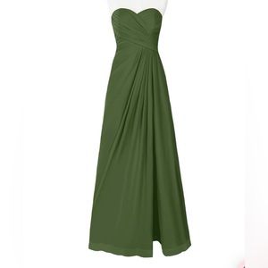 Azazie Olive Green Strapless Bridesmaid Dress